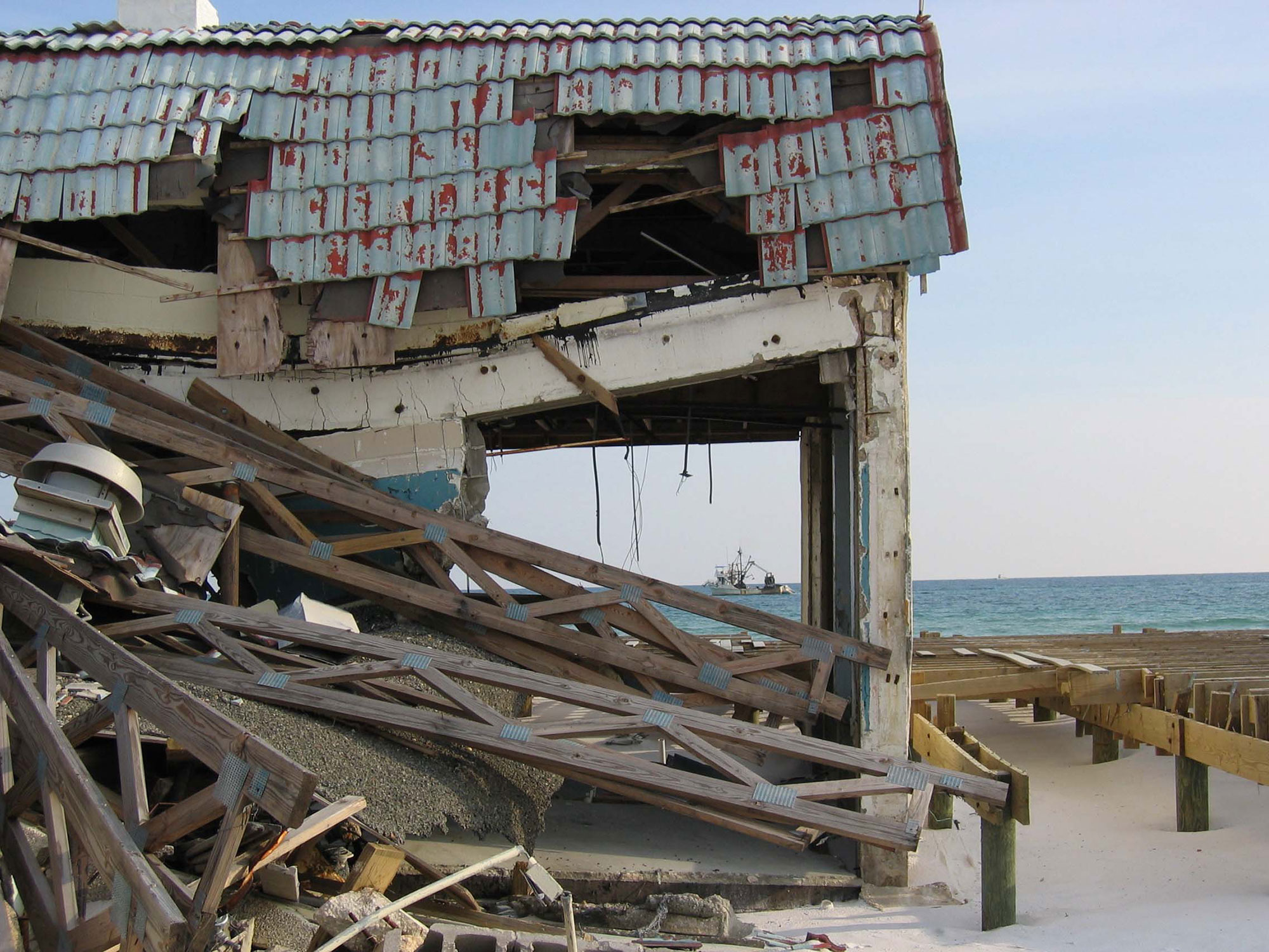 damaged seaside building