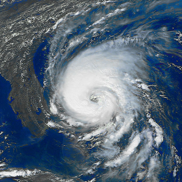 sattelite view of hurricane approaching Florida